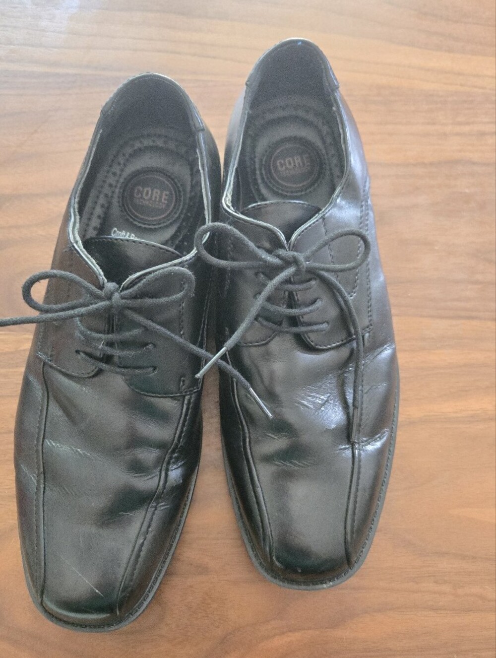 Croft & Barrow Black Leather Square Toe Derby Dress Shoes 9.5